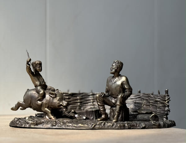 Казак и казачок на свинье